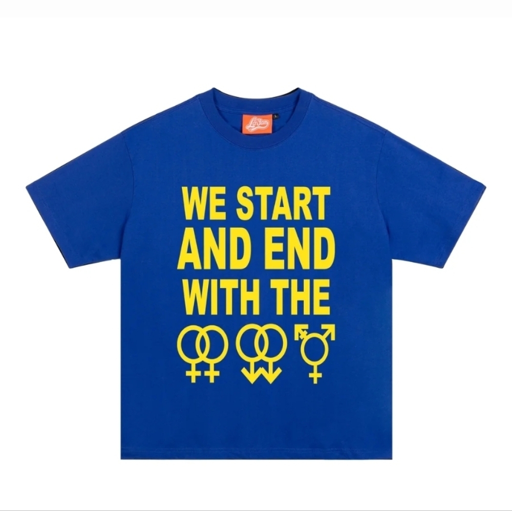 LA FAM/ we start and end with the lgbtqia+ blue/yellow Medium